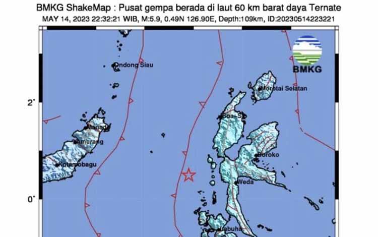 BMKG : Gempa Bermagnitudo 5,9 Guncang Ternate