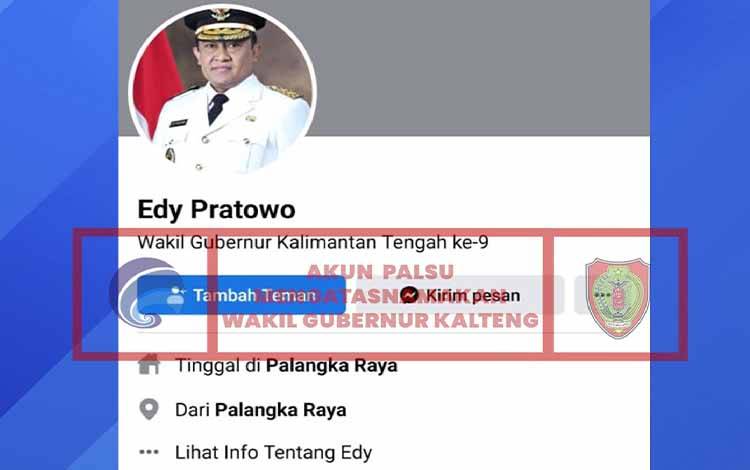 Waspada Akun FB Palsu Atas Nama Wagub Kalteng