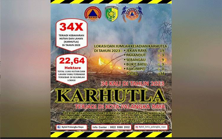 Update Karhutla di Palangka Raya Hingga 12 Juni Terjadi 34 Kali