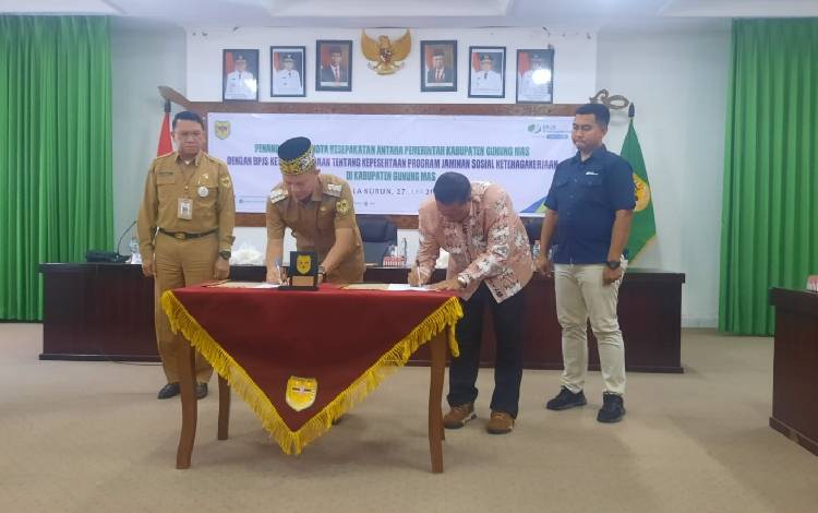 MoU dengan BPJS Ketenagakerjaan Komitmen Pemkab Gumas Memikirkan Keselamatan Pegawai