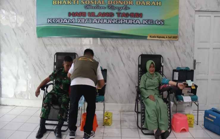Kodim Kuala Kapuas Bakti Sosial Donor Darah Sambut HUT Kodam XII Tanjungpura?