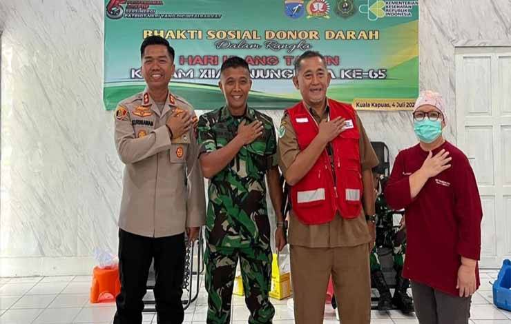 Soliditas TNI-Polri, Kapolres Kapuas Hadiri Kegiatan Baksos Donor Darah di Kodim 1011 Kuala Kapuas