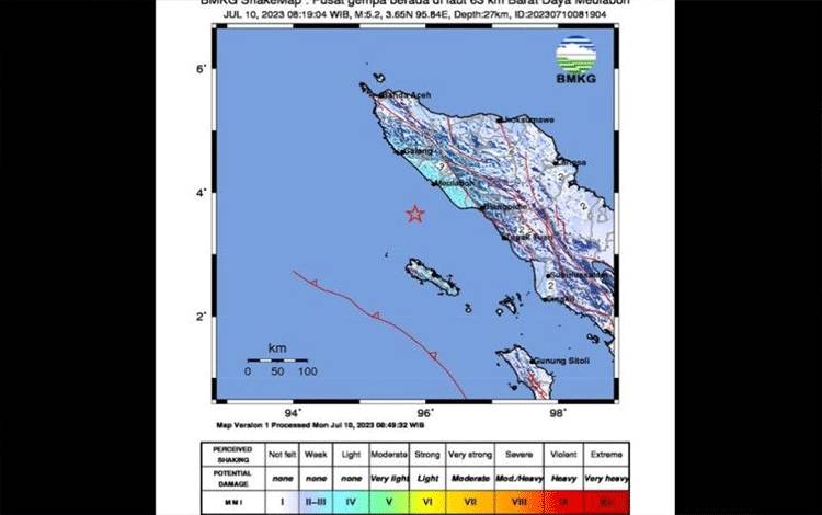 Gempa Bumi Melanda Daerah Pantai Barat Daya Meulaboh