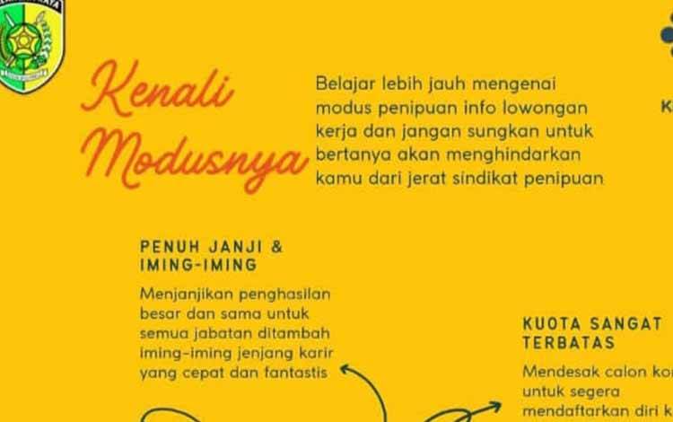 Disnaker Palangka Raya Ungkap Ciri-Ciri Loker Palsu