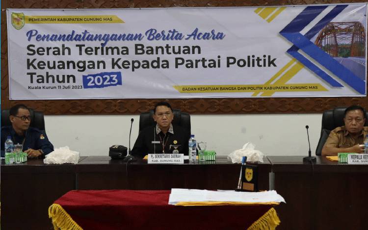 Pemkab Gunung Mas Gelontorkan Rp700 Juta Lebih Dana Bantuan kepada 9 Parpol ini