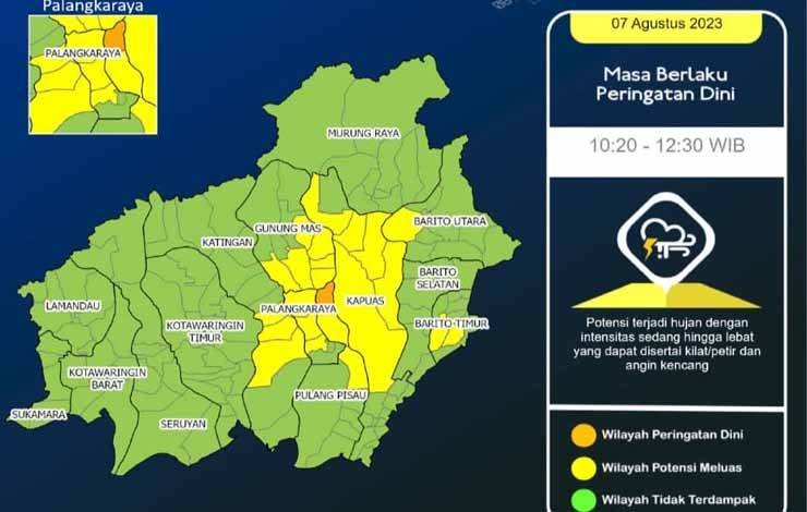4 Daerah di Kalteng Berpotensi Hujan Ringan
