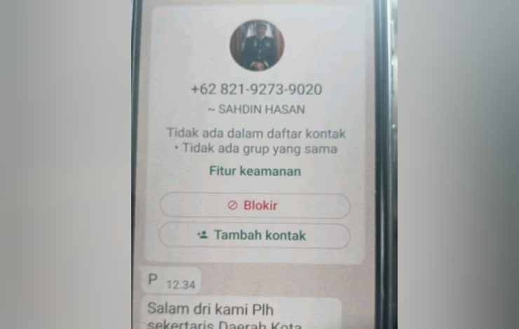 Waspada Nomor Palsu WhatsApp Plh Sekda Kota Palangka Raya