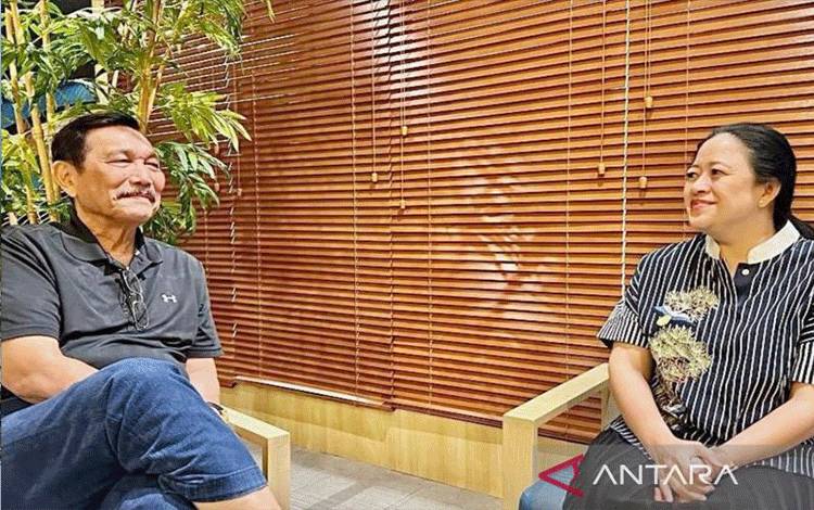 Ketua DPR RI Puan Maharani mengadakan pertemuan dengan Menteri Koordinator Bidang Maritim dan Investasi Luhut Binsar Pandjaitan. ANTARA/HO-Pri