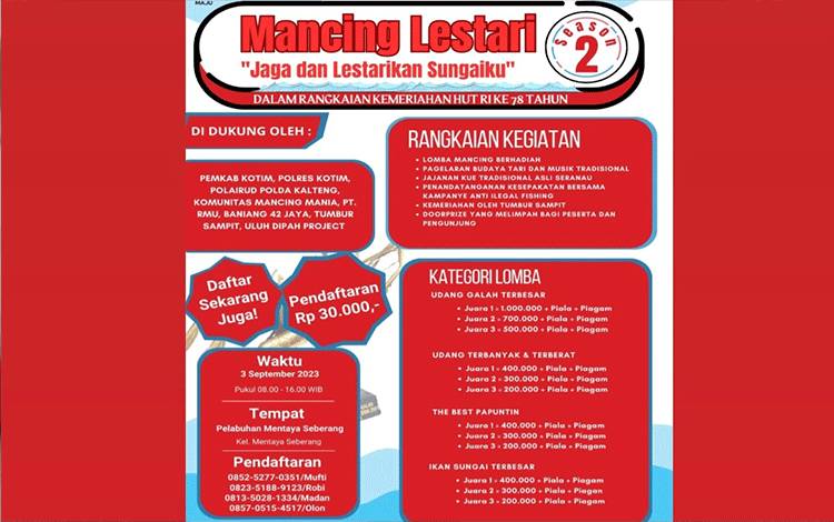 Peringati HUT ke-78 RI, Mentaya Seberang Hadirkan Lomba Memancing Udang Disisipi Kampanye Pelestarian Lingkungan, Daftar di Sini....