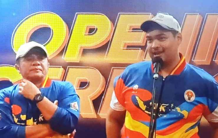 Menpora Dito Ariotedjo bersama Gubernur Sumsel Herman Deru pada acara pembukaan Popnas XVl/2023, di Palembang, Sumsel, Minggu(28/8) malam. ANTARA/Yudi Abdullah/23