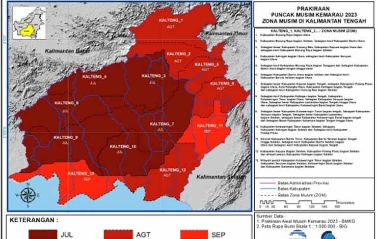 BMKG: Puncak Kemarau Kota Palangka Raya Seharusnya Juli-Agustus