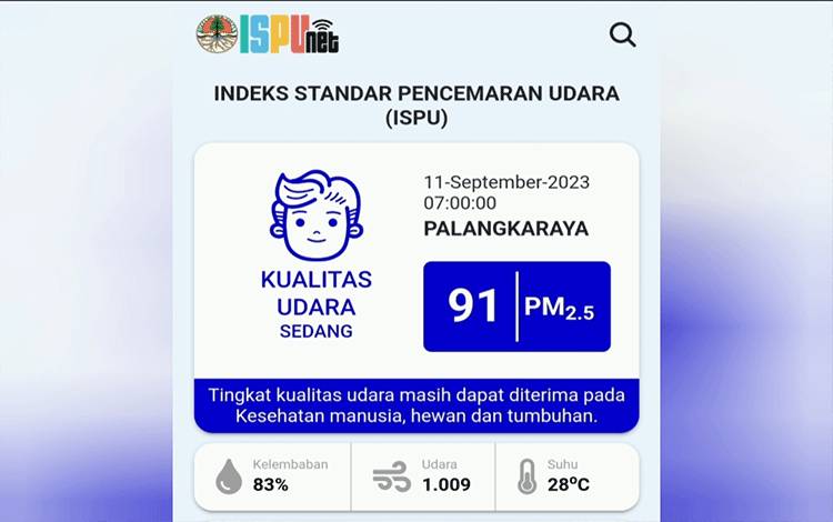 Kualitas Udara di aplikasi ISPUnet. (Foto : Pathur)