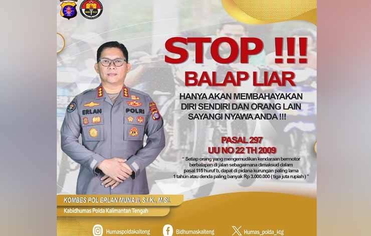 Kabid Humas Polda Kalteng Imbau Setop Balapan Liar