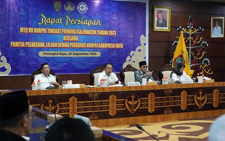 Rapat Persiapan MTQ VII KORPRI Tingkat Provinsi Kalteng Tahun 2023 di Aula Eka Hapakat, Kantor Gubernur Kalteng, Rabu, 20 September 2023. (FOTO:AGUNG)