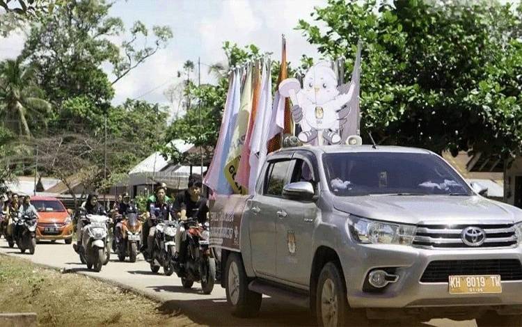 KPU Kabupaten Lamandau menggelar Kirab Pemilu tahun 2024. (FOTO : HENDI NURFALAH)