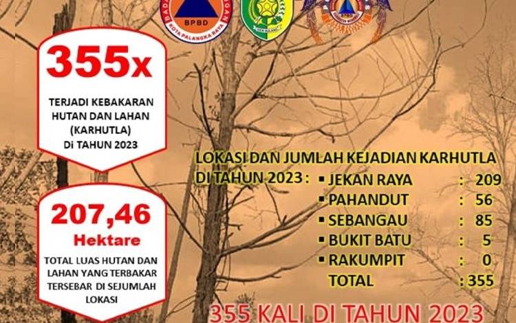 Tim Satgas di Palangka Raya Catat Ada 355 Kejadian Karhutla Selama Januari - September