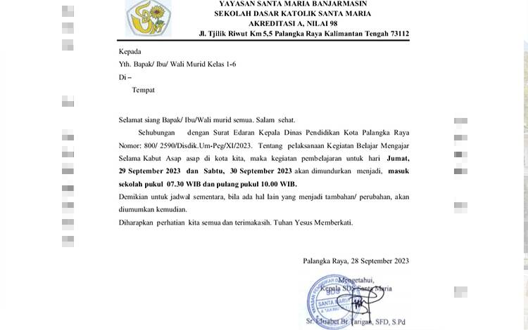 SD Santa Maria Turuti Aturan Kadisdik, Lakukan Penyesuaian Jam Masuk Sekolah