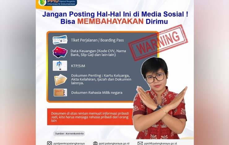 Diskominfo Palangka Raya Imbau Masyarakat Tidak Publikasikan Data Pribadi Sensitif