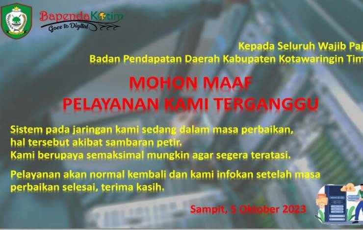Pelayanan Bayar Pajak Bapenda Kotim Terganggu Akibat Jaringan Internet Disambar Petir