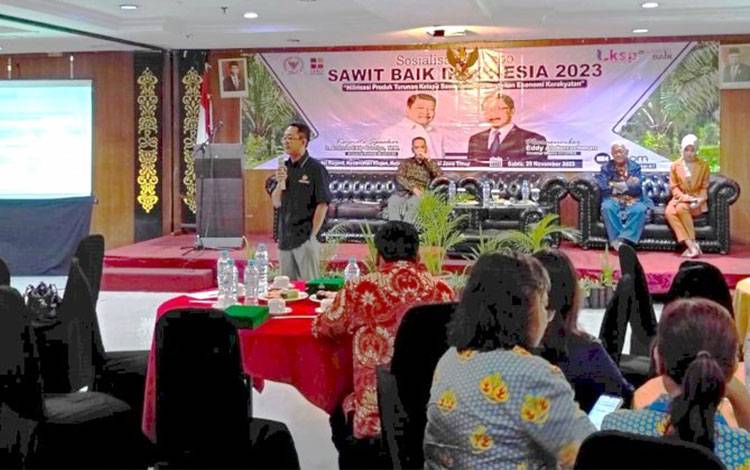 Kegiatan Sosialisasi Sawit Baik 2023, di Hotel Regent Park, Malang dan Klinik Usaha Pahlawan Ekonomi Nusantara atau PENA, Pakisaji, Malang.(FOTO: Rilis BPDPKS)