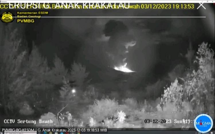 Gunung Anak Krakatau Kembali Erupsi pada Minggu Malam Pukul 19.12 WIB