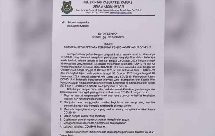 Dinkes Kapuas Imbau Masyarakat Waspadai Peningkatan Kasus Covid 19