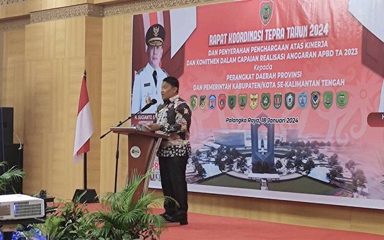 Wakil Gubernur Kalimantan Tengah (Kalteng), Edy Pratowo saat rakor TEPRA di Palangka Raya, Kamis, 18 Januari 2024. (FOTO: HERMAWAN)