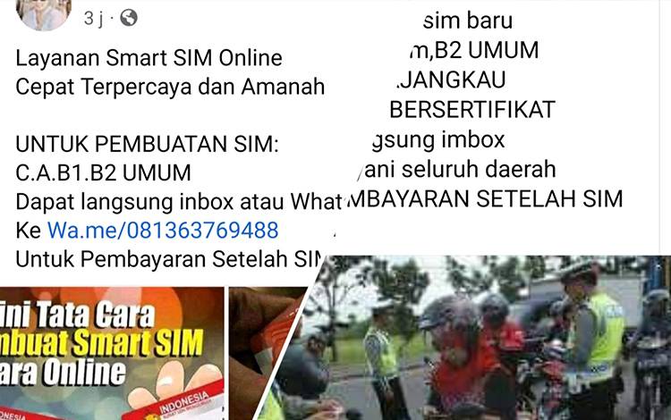Satlantas Polres Barito Timur Tanggapi Beredarnya Penawaran Jasa Pembuatan SIM Online di Medsos