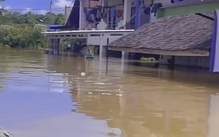 Kondisi banjir di salah satu desa di Kabupaten Barito Utara. (FOTO: DHANI)