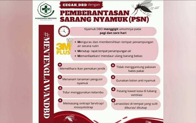 Imbauan cegah DBD dengan pemberantasan sarang nyamuk (Foto : Puskesmas Menteng)
