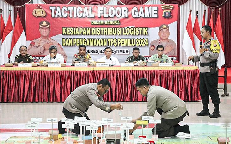 Polres Barito Timur Gelar Tactical Floor Game Kesiapan Distribusi Logistik dan Pengamanan TPS Pemilu 2024