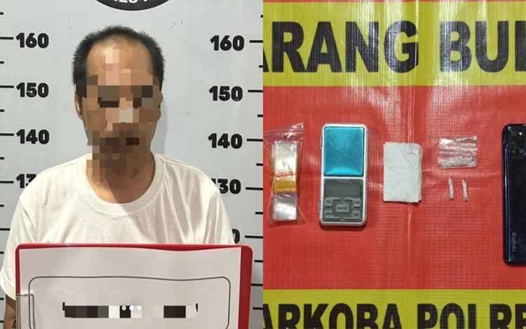 MN, terduga pelaku kasus sabu dan barang bukti diamankan Satresnarkoba Polres Kapuas. (FOTO: IST)
