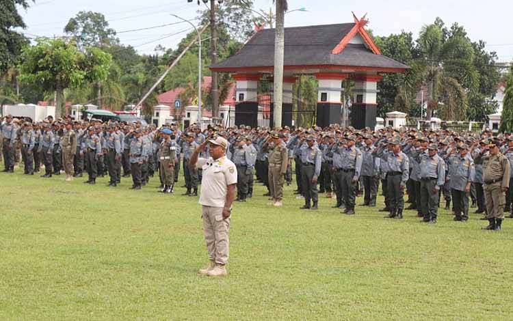 Pemkab Barito Timur Gelar Apel Kesiapan Satlinmas pada Pemilu 2024