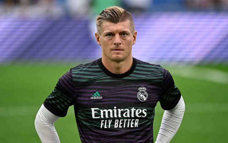 Gelandang Real Madrid Toni Kroos.(AFP/JAVIER SORIANO/JAVIER SORIANO)
