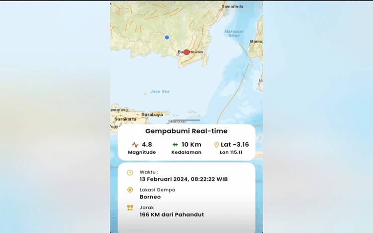 BMKG Benarkan Ada Guncangan Dampak Gempa di Palangka Raya