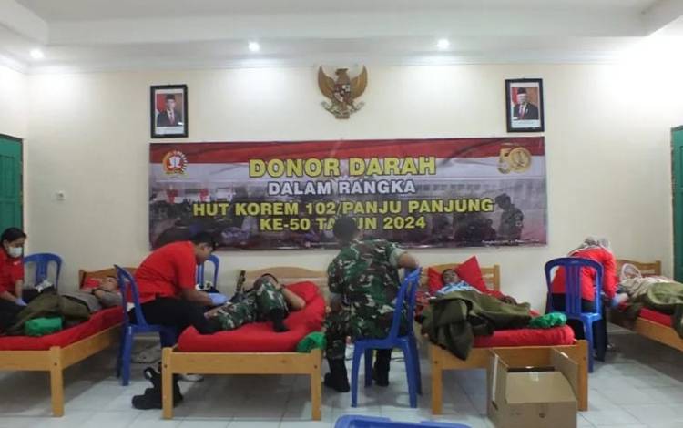 Kodim Pangkalan Bun Gelar Donor Darah Rayakan HUT ke-50 Korem 102 Panju Panjung