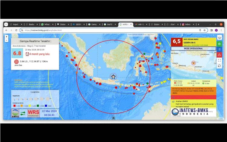 Akibat imbas dari gempa yang terjadi di wilayah Tuban, Jumat, 22 Maret 2024 Pangkalan Bun dan sekitarnya dalam hari yang sama juga merasakan 2 kali peristiwa gempa.