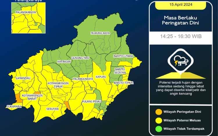 Prakiraan Cuaca Kalteng Seminggu ke Depan Berawan hingga Hujan Lebat Disertai Petir