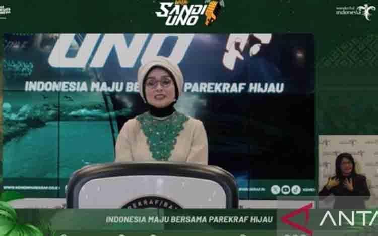 Tangkapan layar- Adyatama Kepariwisataan dan Ekonomi Kreatif Ahli Utama Nia Niscaya dalam jumpa pers mingguan yang dipantau secara daring di Jakarta, Selasa (16/4/2024). ANTARA/Youtube Kemenparekraf