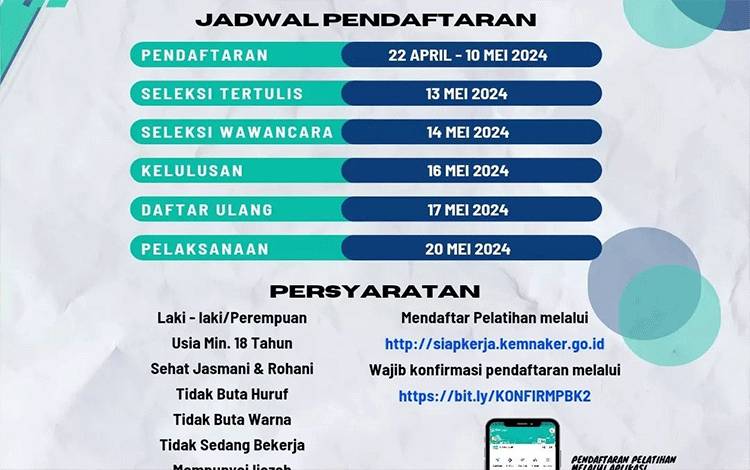 BLK Disnaker Palangka Raya Membuka Pendaftaran Pelatihan Berbasis Kompetensi Tahap 2