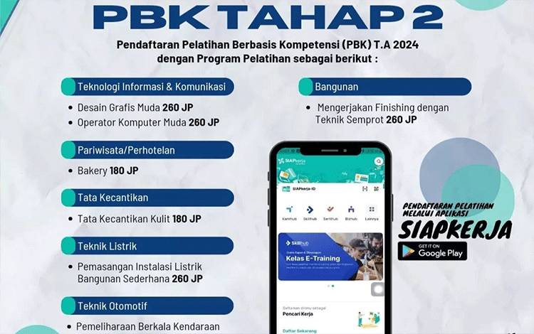 Program Pelatihan PBK Tahap 2 (Foto : BLK Disnaker Palangka Raya)
