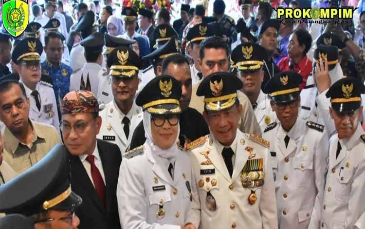 Pj Wali Kota Palangka Raya Hadiri Puncak Peringatan Hari Otonomi Daerah ke 28