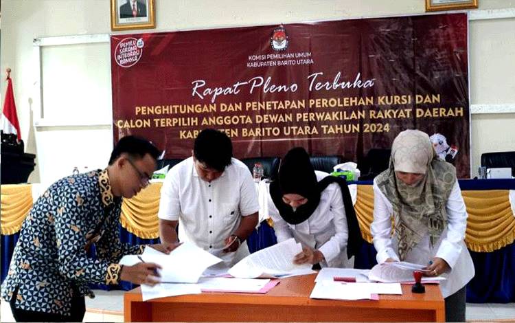 KPU Barito Utara Gelar Rapat Perolehan Kursi dan Calon Terpilih Anggota DPRD