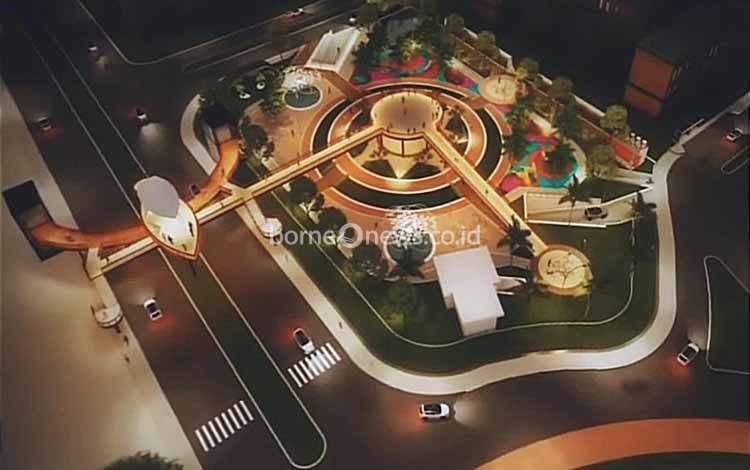 Render rancangan kawasan RTH di sekitar Bundaran Besar Palangka Raya. (FOTO: IST)