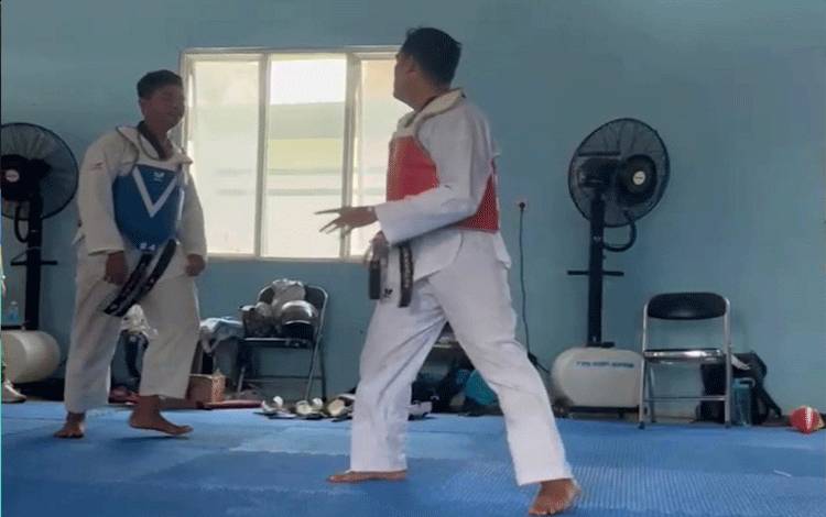 Dua Atlet Taekwondo Kalteng terus Genjot Latihan Fisik dan Sparing untuk PON Aceh-Sumut