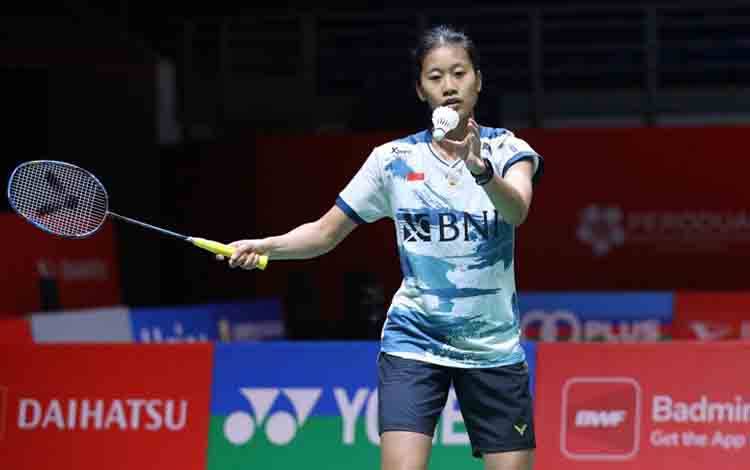 Tunggal putri Indonesia Putri Kusuma Wardani saat berlaga di babak perempat final Malaysia Masters 2024 di Kuala Lumpur, Jumat (24/5/2024). (ANTARA/HO/PP PBSI)