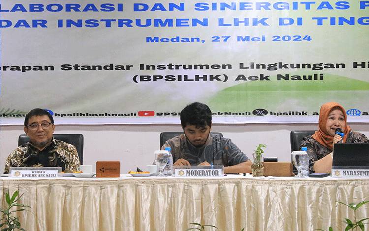 FGD bertajuk Kolaborasi dan Sinergitas Penerapan Standar Instrumen Lingkungan Hidup dan Kehutanan di Tingkat Tapak yang digelar Balai Penerapan Standar Instrumen Lingkungan Hidup dan Kehutanan atau BPSILHK Aek Nauli di Grand Kanaya.(FOTO: Dokumentasi Prof Rahmawaty untuk Borneonews)