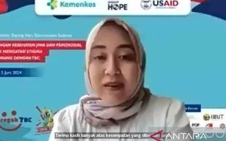 Tangkapan layar - Program Manager Stop TB Partnership Indonesia, Nurliyanti dalam webinar berjudul "Kebutuhan Kesehatan Mental dan Psikososial pada Orang dengan TBC" di Jakarta, Rabu (5/6/2024). (ANTARA/Sean Filo Muhamad/Youtube TB Indonesia)