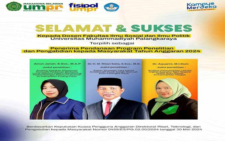 3 Dosen Fisipol UMPR Dapatkan Pendanaan Program Penelitian Direktorat Riset Teknologi