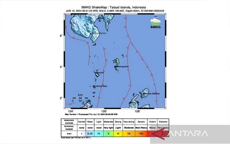 Gempa 6 Magnitudo Guncang Melonguane Sulawesi Utara